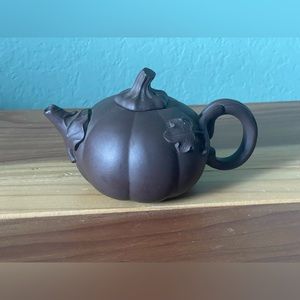 Vintage Red Purple Clay Mini Teapot Has Stamps Signed 5x3”